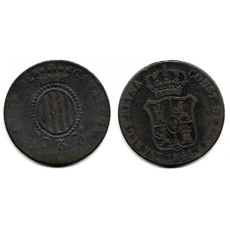 Isabel II. 1845. 3 Cuartos (RC+) Ceca de Cataluña