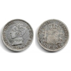 Alfonso XIII. 1904*(0-4). 50 Céntimos (BC) (Plata) Ceca de Madrid SM-V