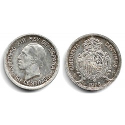 Alfonso XIII. 1926. 50 Céntimos (MBC) (Plata) Ceca de Madrid PC-S