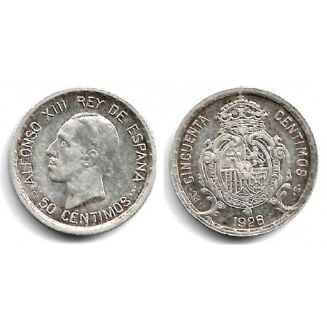 Alfonso XIII. 1926. 50 Céntimos (MBC) (Plata) Ceca de Madrid PC-S