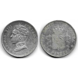 Alfonso XIII. 1905*(19-05). 2 Pesetas (MBC+/EBC-) (Plata) Ceca de Madrid SM-V