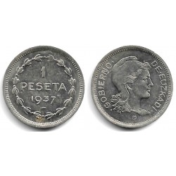 Gobierno de Euzkadi. 1937. 1 Peseta (MBC) Mancha