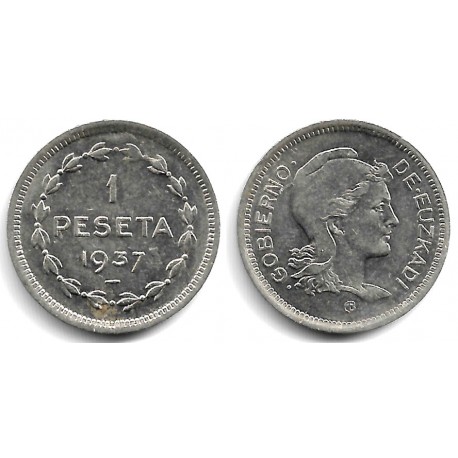 Gobierno de Euzkadi. 1937. 1 Peseta (MBC) Mancha