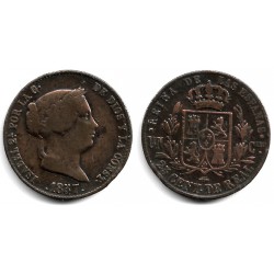 Isabel II. 1857. 25 Céntimos de Real (BC+) Ceca de Segovia