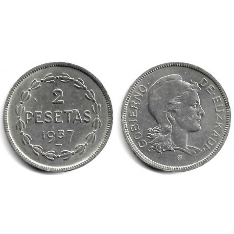 Gobierno de Euzkadi. 1937. 2 Pesetas (MBC+)