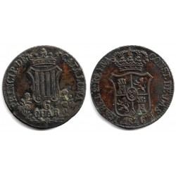 Isabel II. 1846. 6 Cuartos (MBC) Ceca de Cataluña, 7 Pétalos