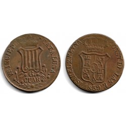 Isabel II. 1839. 6 Cuartos (MBC/MBC+) Ceca de Cataluña