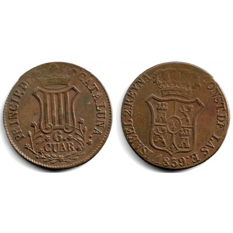 Isabel II. 1839. 6 Cuartos (MBC/MBC+) Ceca de Cataluña