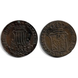 Isabel II. 1845. 6 Cuartos (MBC+) Ceca de Cataluña