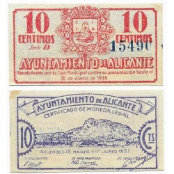 Alicante. 1937. 10 Céntimos (EBC+)