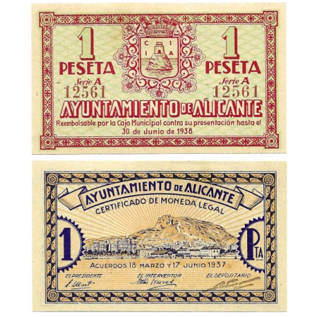 Alicante. 1937. 1 Peseta (SC)