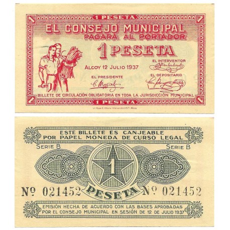 Alcoy. 1937. 1 Peseta (EBC+)