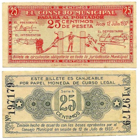 Alcoy. 1937. 25 Céntimos (EBC)
