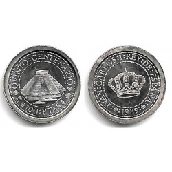 España. 1989. 100 Pesetas (EBC) (Plata) Manchas, 1,68 gr. de .925 Milésimas