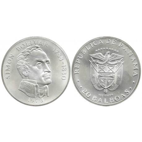 (31) Panamá. 1973. 20 Balboas (SC) (Plata) 129,59 gr. de .925 Milésimas