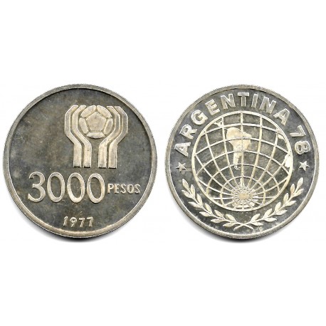 (80) Argentina. 1977. 3000 Pesos (EBC+) (Plata)