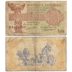 España (II República). 1937. 1 Peseta (BC/BC-) Serie B
