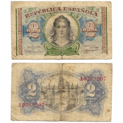 España (II República). 1938. 2 Pesetas (BC) Serie A
