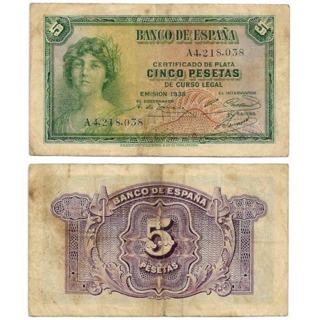 España. 1935. 5 Pesetas (BC) Serie A