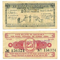 Alcoy. 1937. 25 Céntimos (MBC+)
