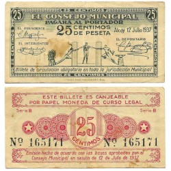 Alcoy. 1937. 25 Céntimos (EBC) Mancha