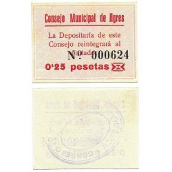 Agres. Sin Fecha. 0,25 Pesetas (SC)