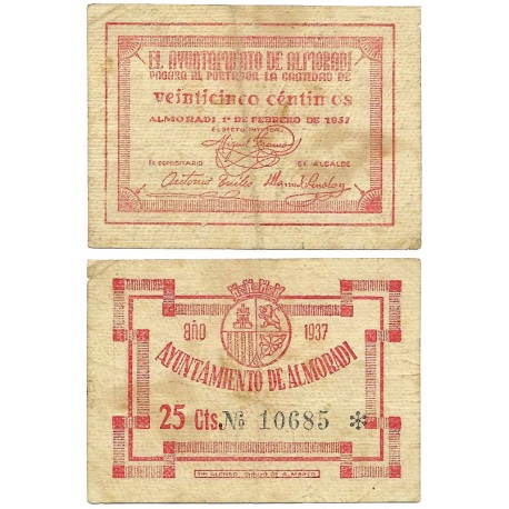 Almoradi. 1937. 25 Céntimos (MBC-)