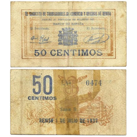Benisa. 1937. 50 Céntimos (BC)