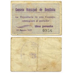 Benilloba. 1937. 1 Peseta (BC/BC+)