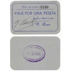 Bañeres. 1937. 1 Peseta (SC)