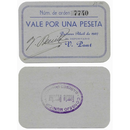 Bañeres. 1937. 1 Peseta (SC)
