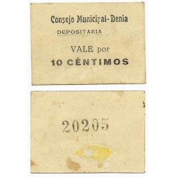 Denia (Depositaria). 1937. 10 Céntimos (EBC)