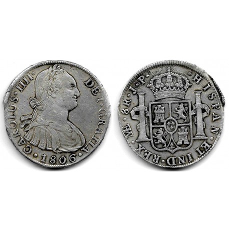 Carlos IV. 1806. 8 Reales (MBC-) (Plata) Ceca de Lima JP