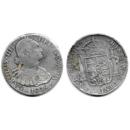Carlos IV. 1805. 8 Reales (MBC-) (Plata) Ceca de Méjico TH