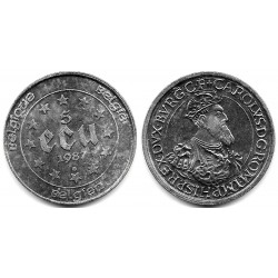 (166) Bélgica. 1987. 5 Ecu (EBC+) (Plata)