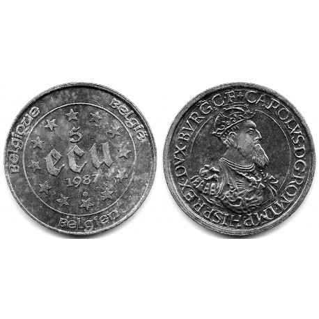 (166) Bélgica. 1987. 5 Ecu (EBC+) (Plata)