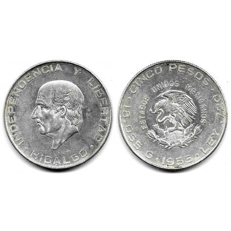 (469) Estados Unidos Mexicanos. 1955. 5 Pesos (MBC+) (Plata)