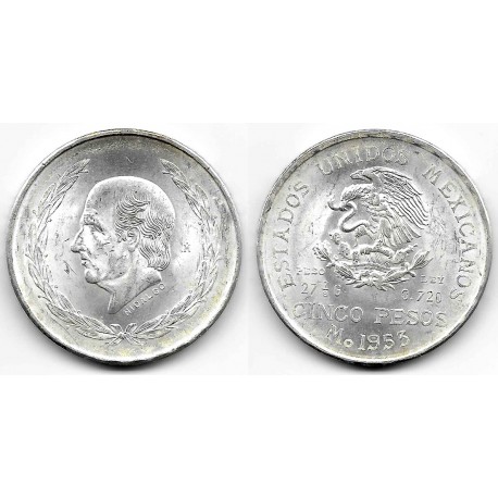 (468) Estados Unidos Mexicanos. 1953. 5 Pesos (MBC+/EBC-) (Plata)