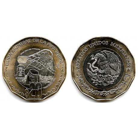 Estados Unidos Mexicanos. 2026. 20 Pesos (SC) Fifa 26, Paseo Santa Lucía