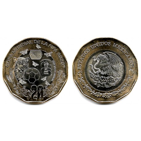 Estados Unidos Mexicanos. 2026. 20 Pesos (SC) Fifa 26, México Triple Sede Mundialista