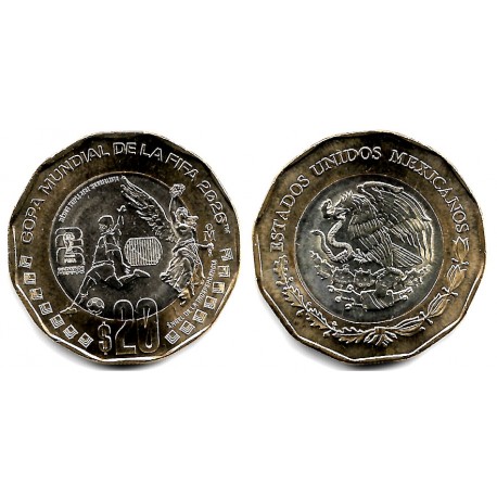 Estados Unidos Mexicanos. 2026. 20 Pesos (SC) Fifa 26, Ángel de la Independencia