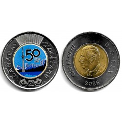 Canadá. 2026. 2 Dollar (SC) 50 Years Ans, Coloreada
