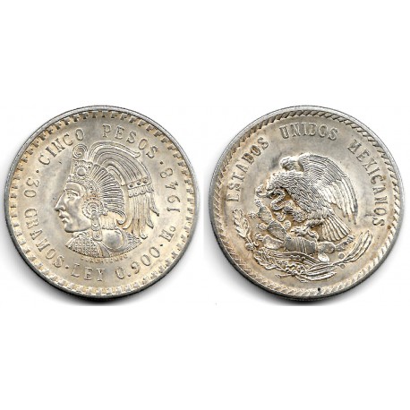(465) Estados Unidos Mexicanos. 1948. 5 Pesos (EBC+) (Plata)