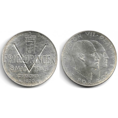 (414) Noruega. 1970. 25 Kroner (EBC+) (Plata)