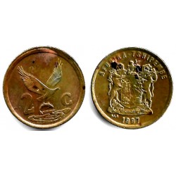 (159) Sudáfrica. 1997. 2 Cents (MBC-) Manchas