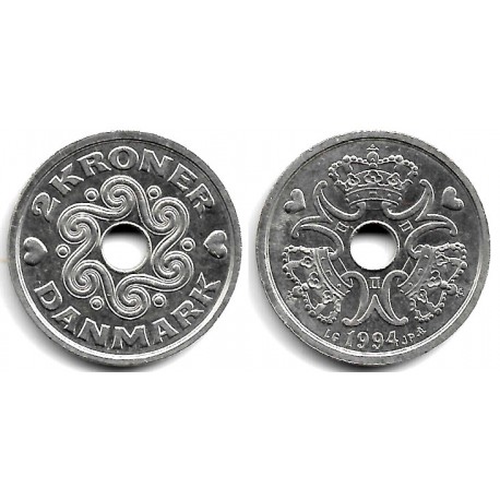 (874.1) Dinamarca. 1994. 2 Kroner (EBC+)