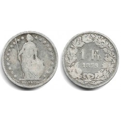 (24) Suiza. 1875. 1 Franc (BC/BC-) (Plata)