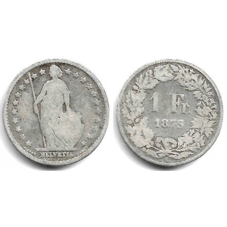 (24) Suiza. 1875. 1 Franc (BC/BC-) (Plata)