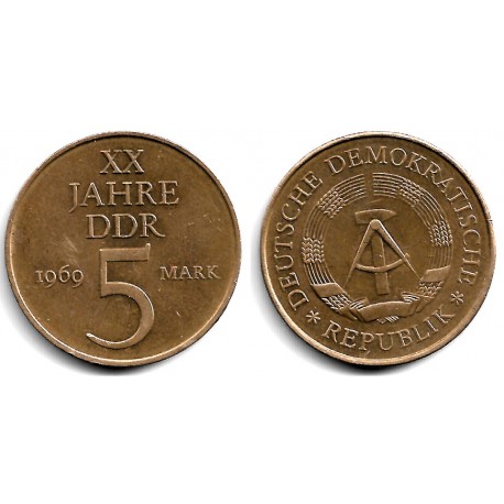 (22.1) Alemania Democrática. 1969. 5 Mark (MBC+)