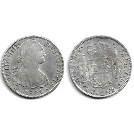 Carlos IV. 1801. 8 Reales (MBC-) (Plata) Ceca de Méjico FT